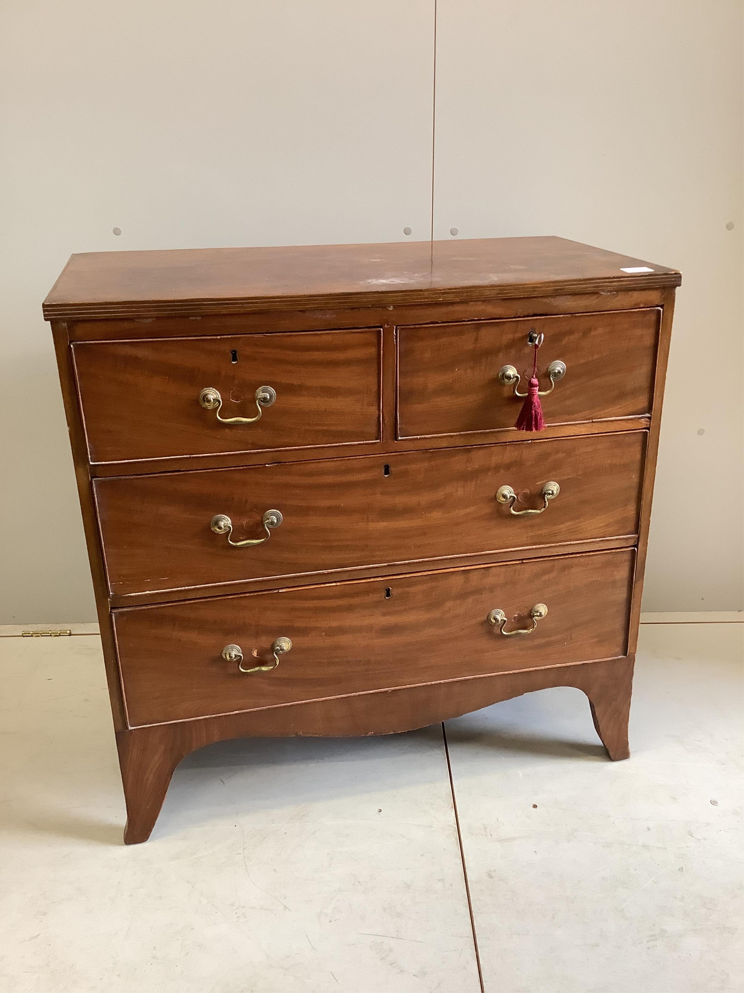 A Regency mahogany chest of two short and two long drawers, width 89cm, depth 45cm, height 89cm. Condition - fair